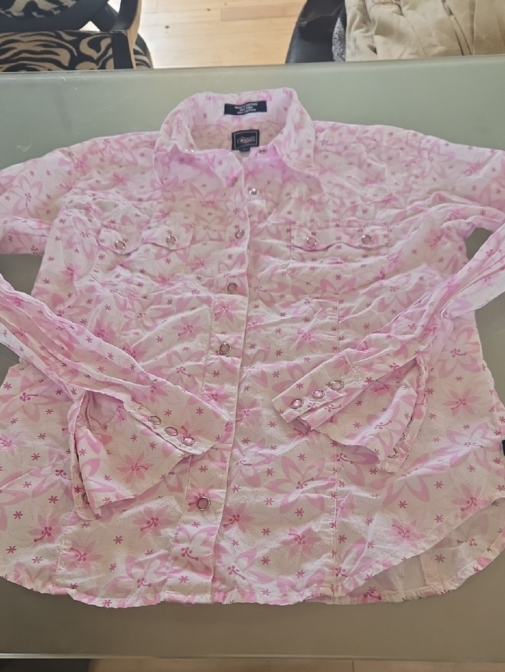 Cruel Girl Pink Floral Western Shirt